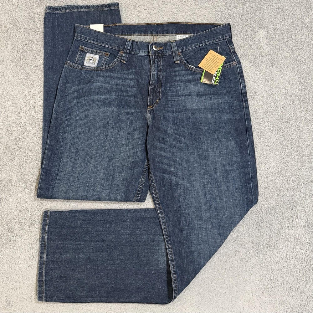 Cinch Mens 34x30 Silver Label Western Medium Whiskered Stone Wash Straight Jeans